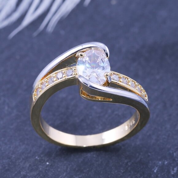 💎 Charming Oval Clear Zircon Three Lines Anillos Dainty Ring for Women, VIP513 - Picture 6 of 7